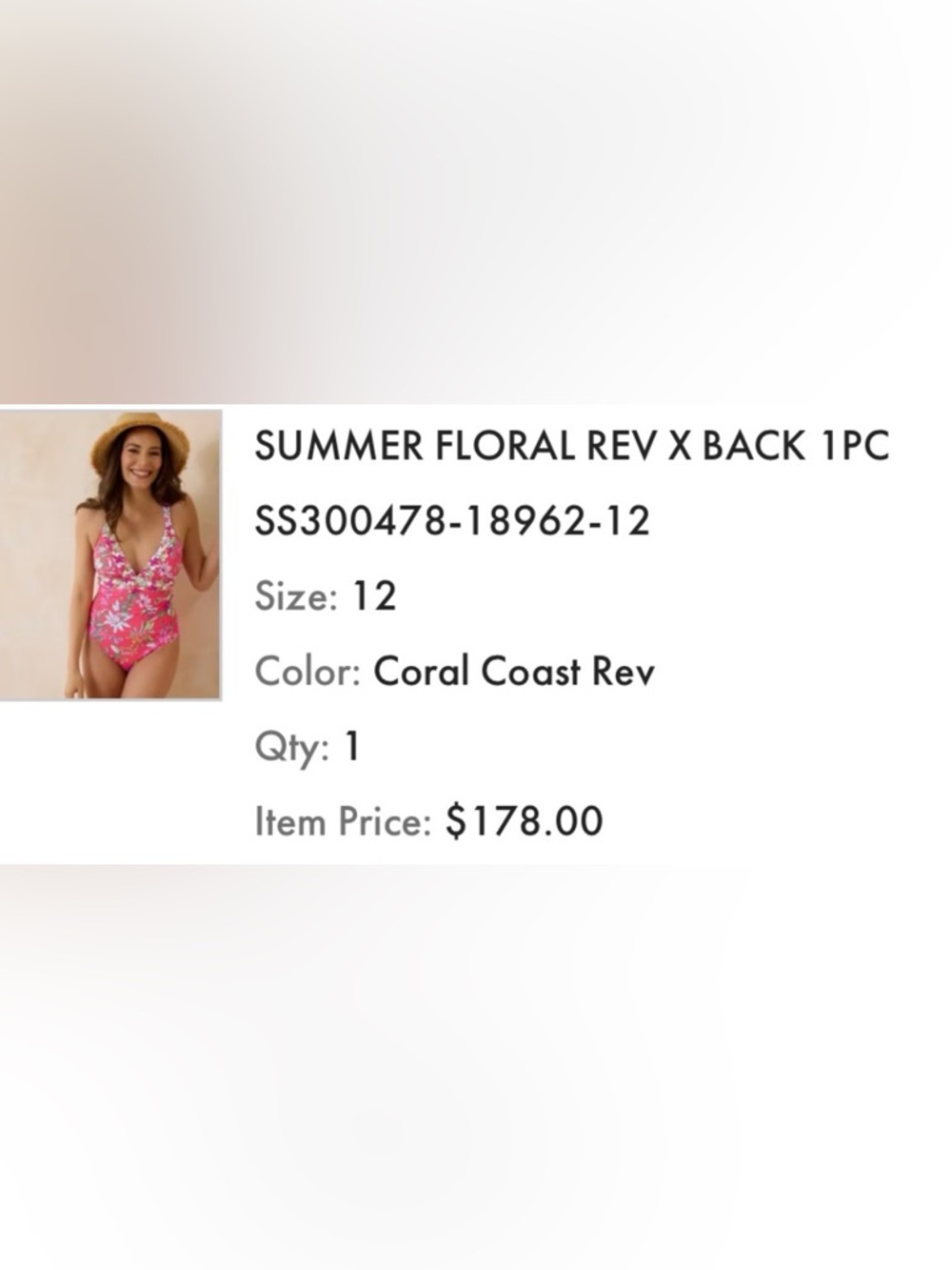 💖NWT TOMMY BAHAMA SUMMER FLORAL REVERSIBLE CROSS BACK ONE PIECE SWIMSUIT SIZE 12 - Picture 4 of 15